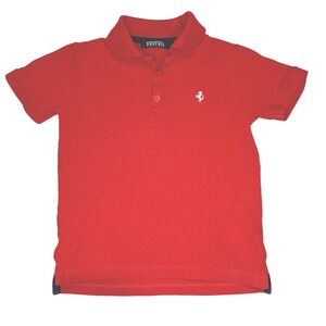 Kids Ferrari‎ Red Polo Sz 3/4A Shirt Short Sleeve Logo Cotton Blend Authentic
